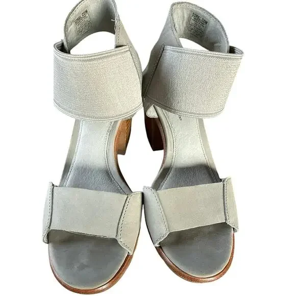 Sorel Nadia™ Leather Block Heeled Sandal Women’s Size 7.5 in Dove Gray EUC - Picture 2 of 10